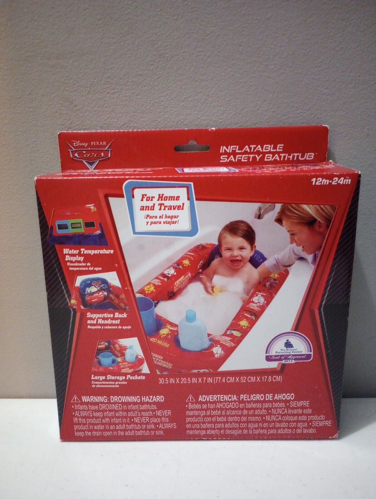 Disney Pixar Cars Inflatable Safety Bathtub For Home Or Travel 12-24 Months...