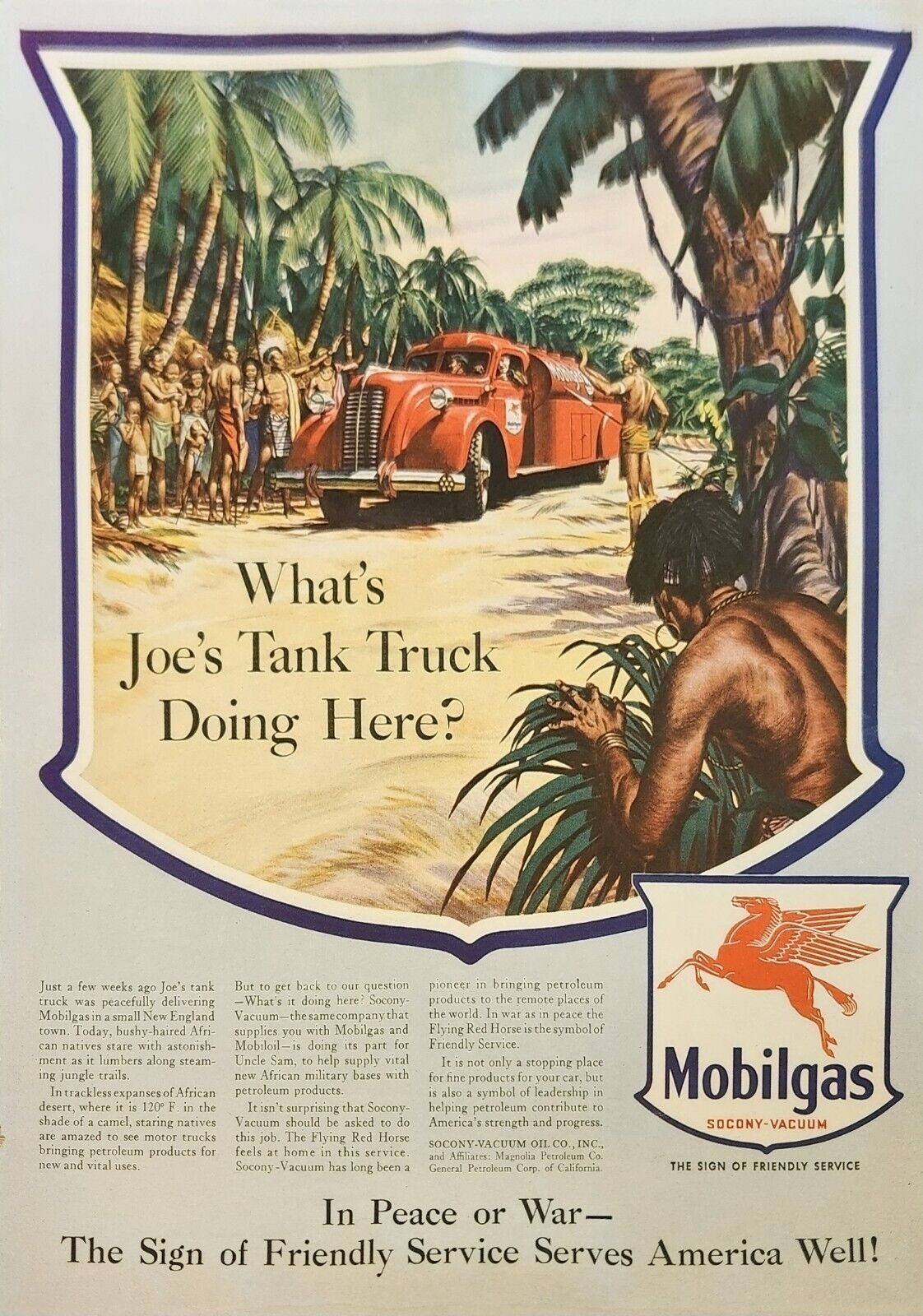 1943 Mobilgas Socony Vacuum Vintage Ad whats Joes tank truck doing here
