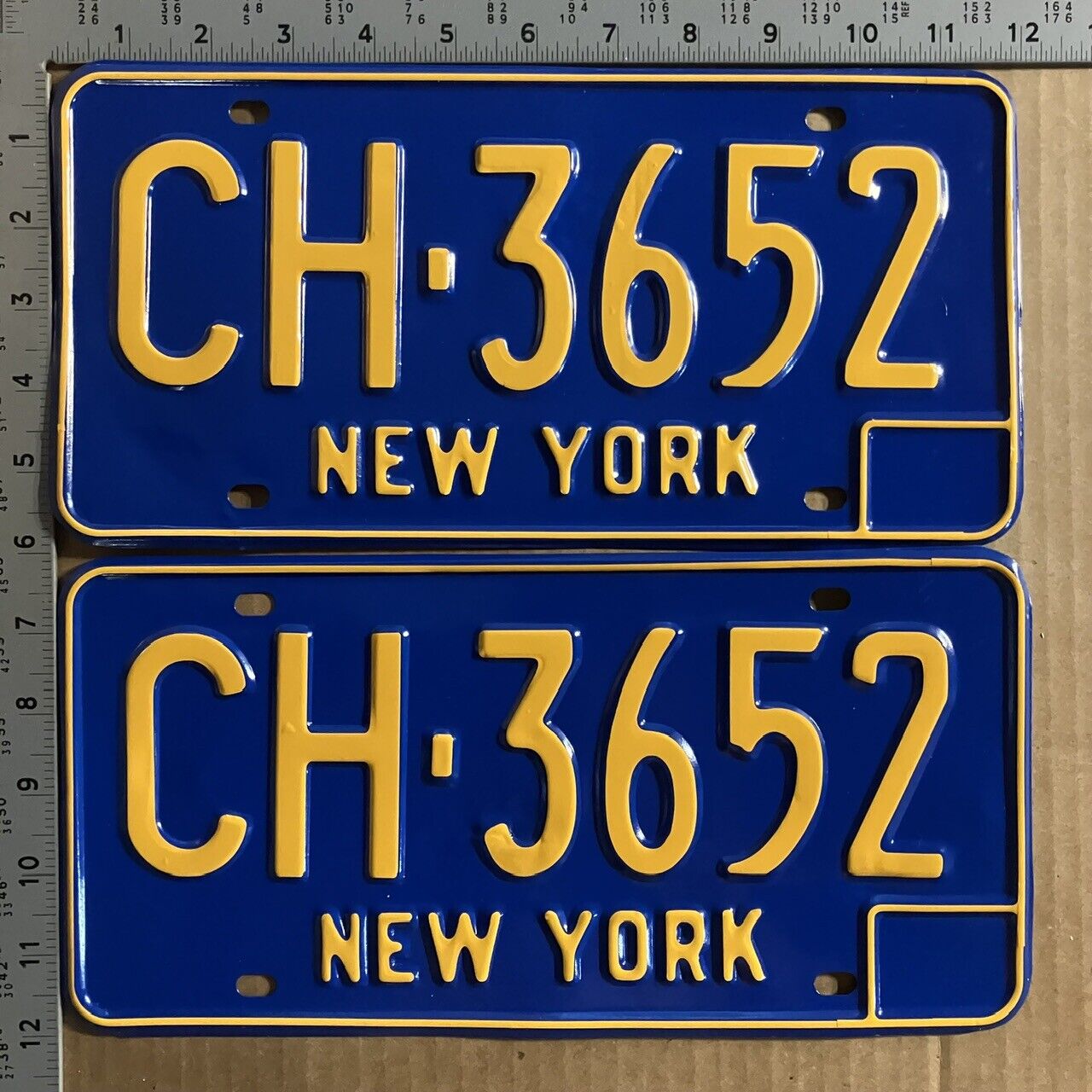 1966 New York license plate pair CH-3642 YOM DMV clear Ford Chevy Dodge 6559