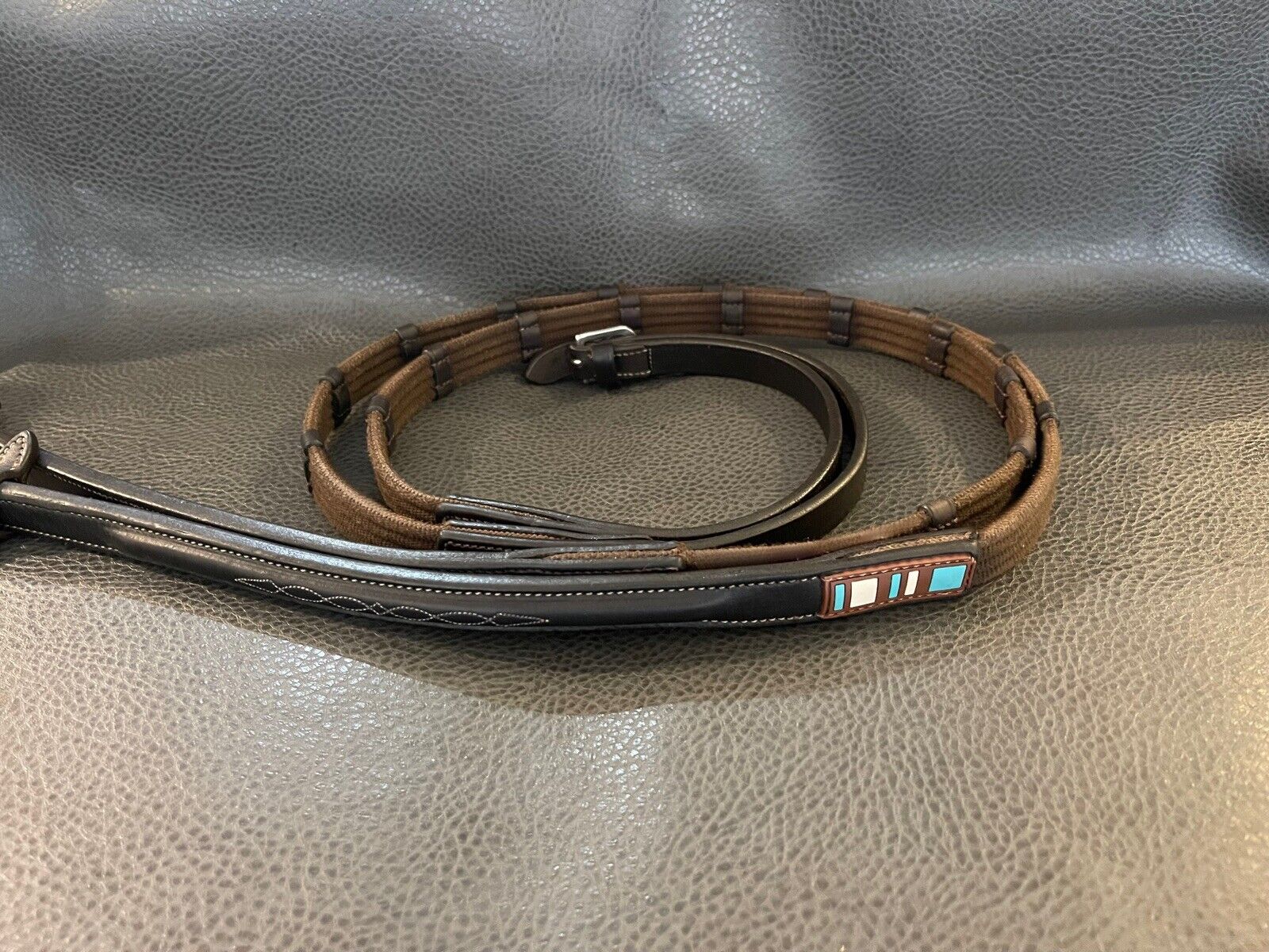 Voltaire Webbed Reins - Raised Leather Fancy Stitching