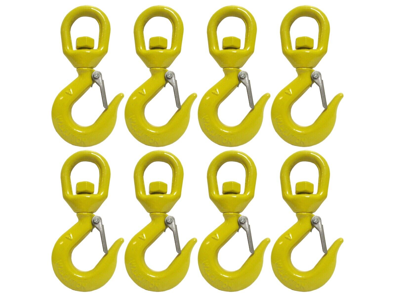1 Ton Hoist Hook with Safety Latch Swivel Overhead Rigging - 8 Pack