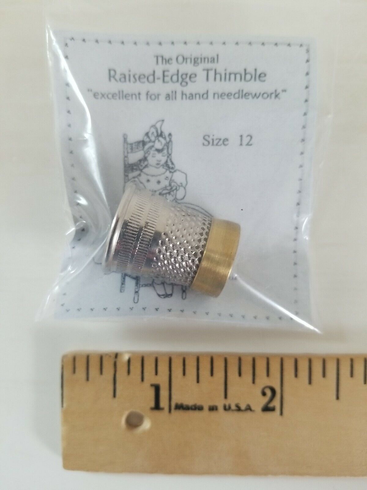 NEW Raised-Edge Thimble for Quilting SIZE 12 w/ Ridgetip Edge Steel & Bronze