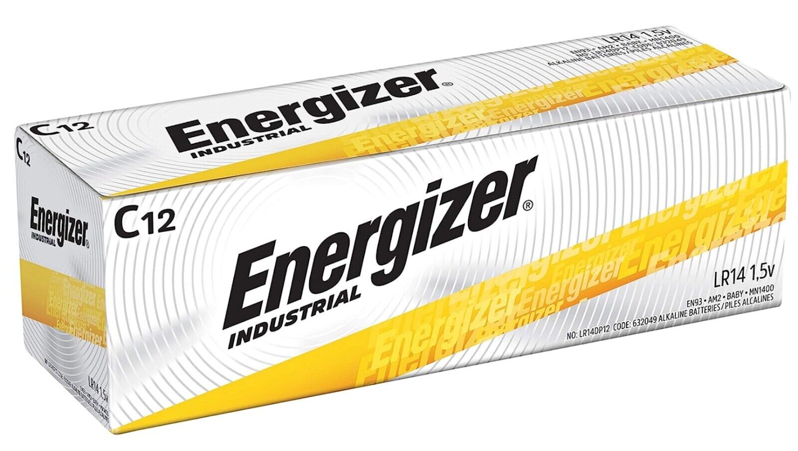 Energizer  Industrial C 12 Alkaline Batteries Pack of 12 NEW FREE SHIPPING