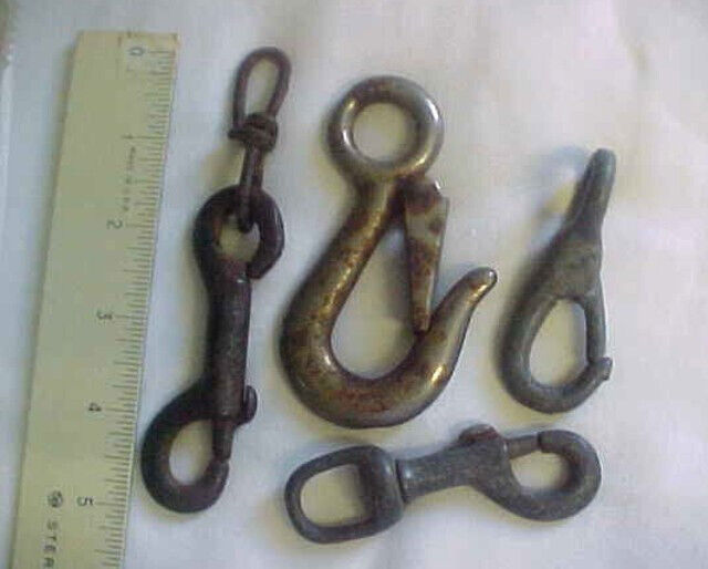 Vintage 4 Pc Lot Rustic Safety Eye Hooks and Spring Hook-Like Clip Latches  Iro