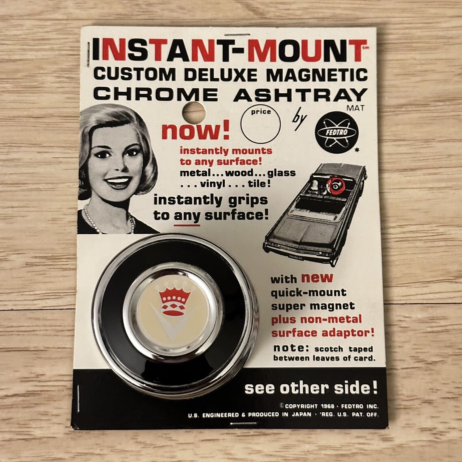 Vintage 1968 Fedtro Magnetic Chrome Ashtray Classic Car Cadillac Instant Mount