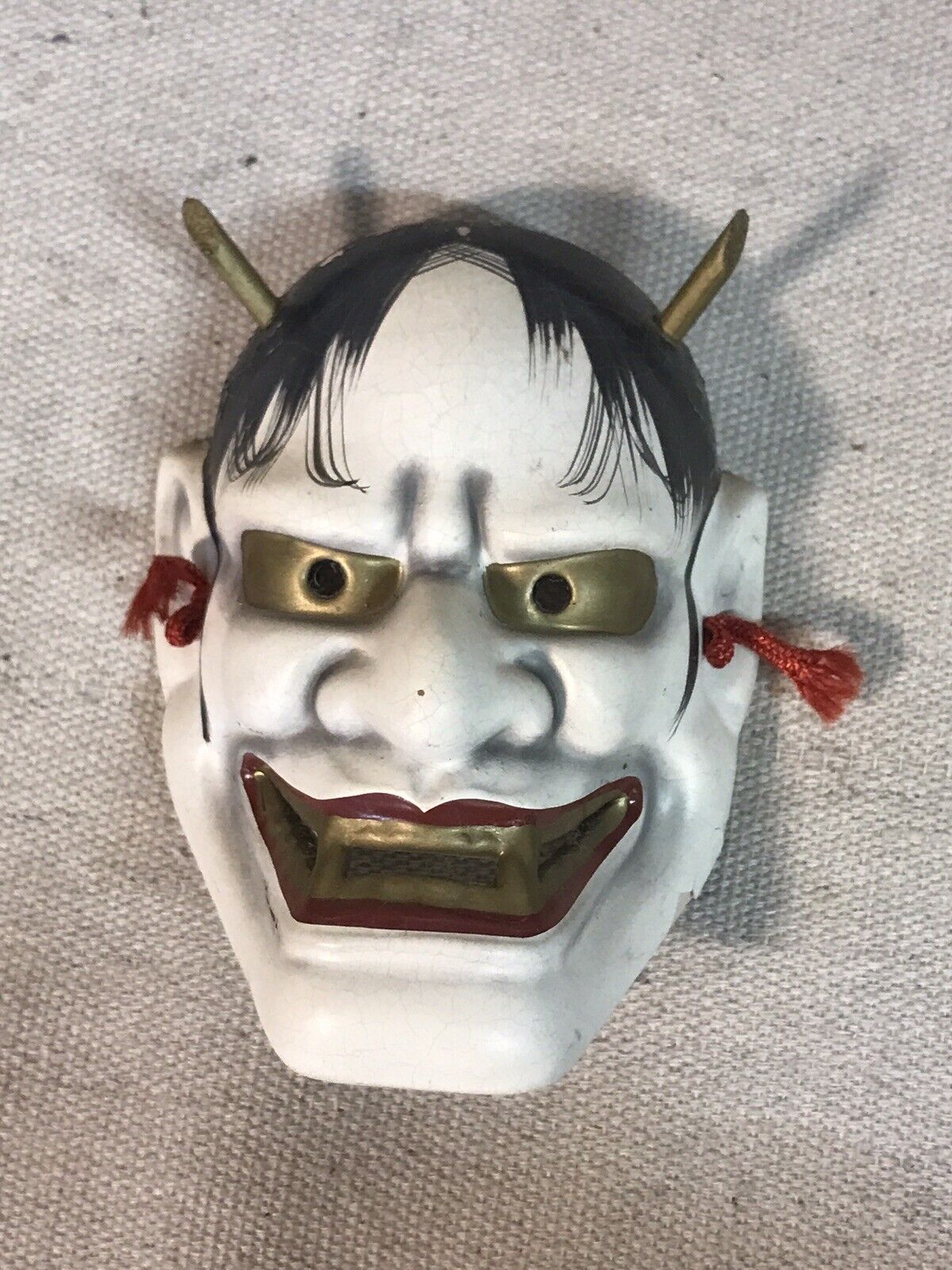 VTG Hannya Kabuki Samurai Ceramic Mask 4” Retro Japanese Collectible V5012