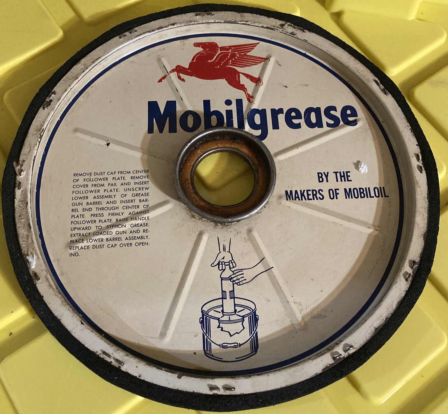 Vintage Armvac Grease Socony Oil Mobil 5 Gallon Can Top 1940's-50's RARE