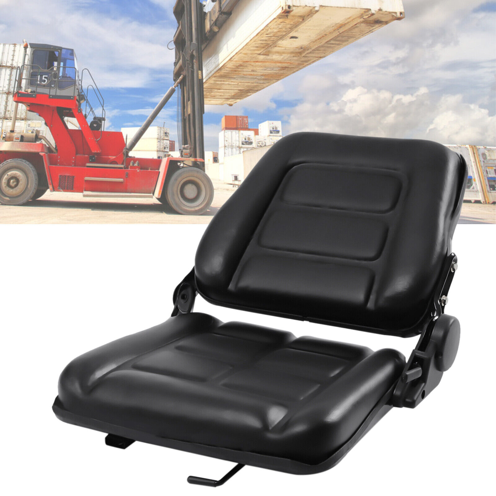 Foldable Tractor Seat W/170° Adjustable Backrest Universal Forklift Seat Durable