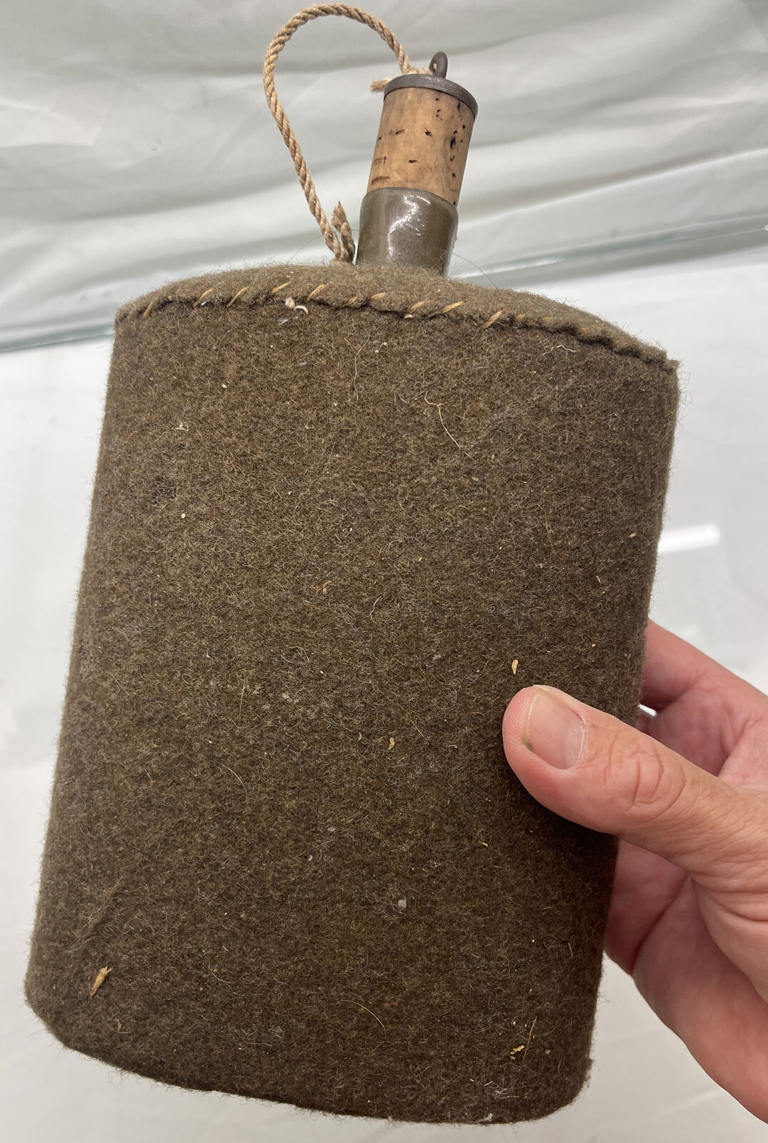 Original WW2 British Canadian Canteen w Wool Cover & Cork -  Very Clean Example