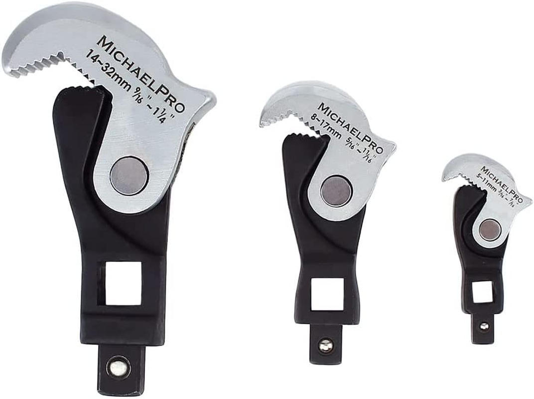3-Pc Spring-Loaded Auto Size Adjusting Crowfoot Wrench Set | 5 – 32Mm, 3/16