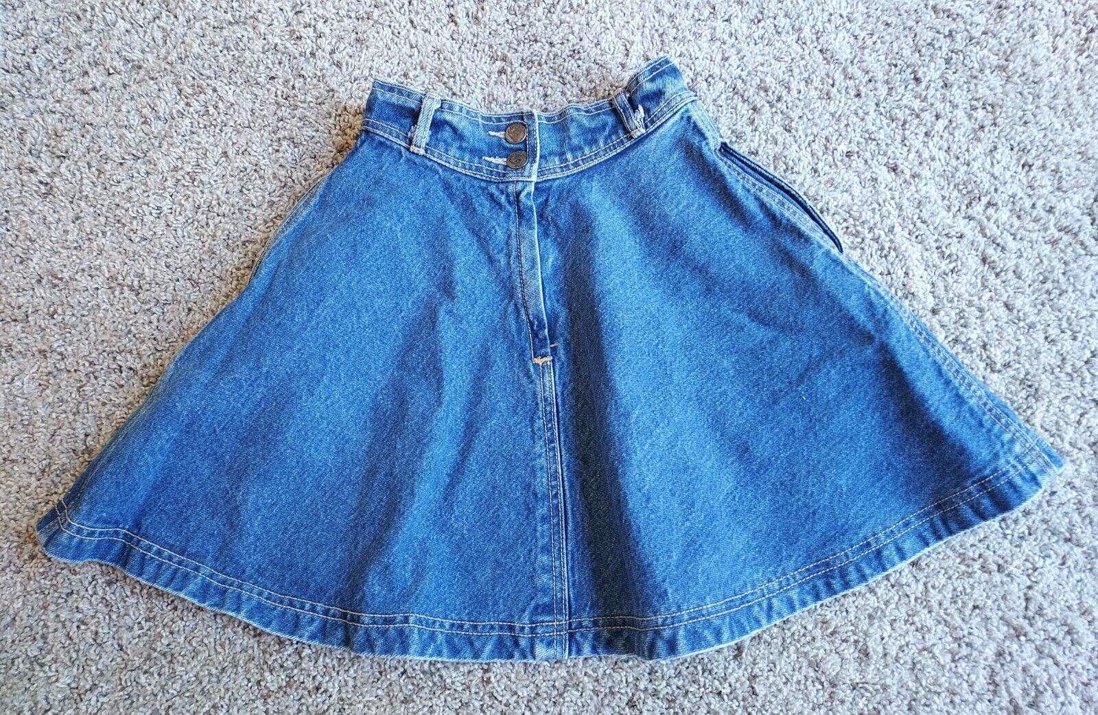 Vintage Georges Marciano for Guess Blue Jean Denim Skirt Girls 8 10 12 Pockets