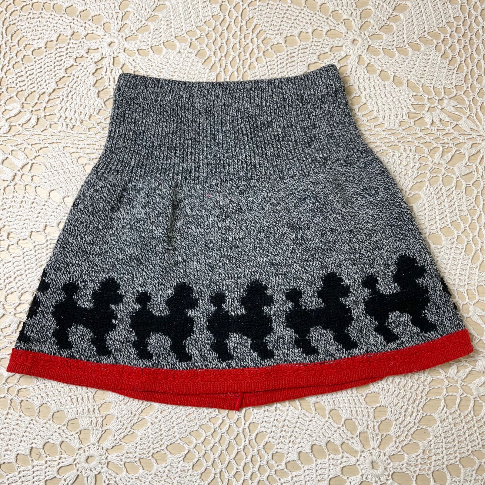Vintage 1990s Girls 7-8 Years Poodle Border Knit Skirt
