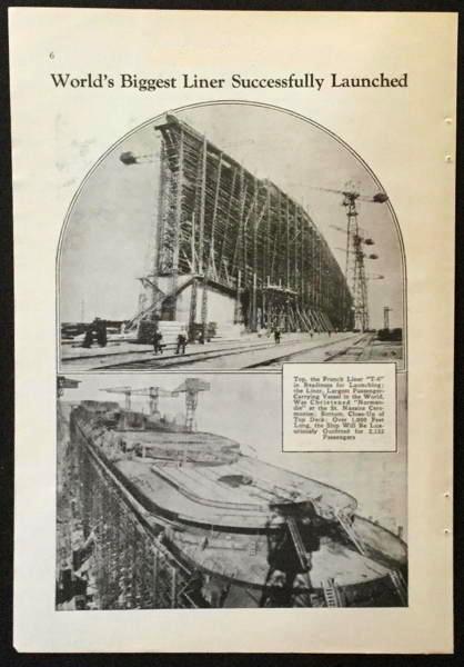 SS Normandie T-6 Ocean Liner 1933 pre launch pictorial