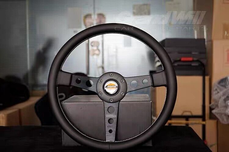 MOMO prototipo 350mm 14' Genuine Leather Thickened Spoke Sport Steering Wheel