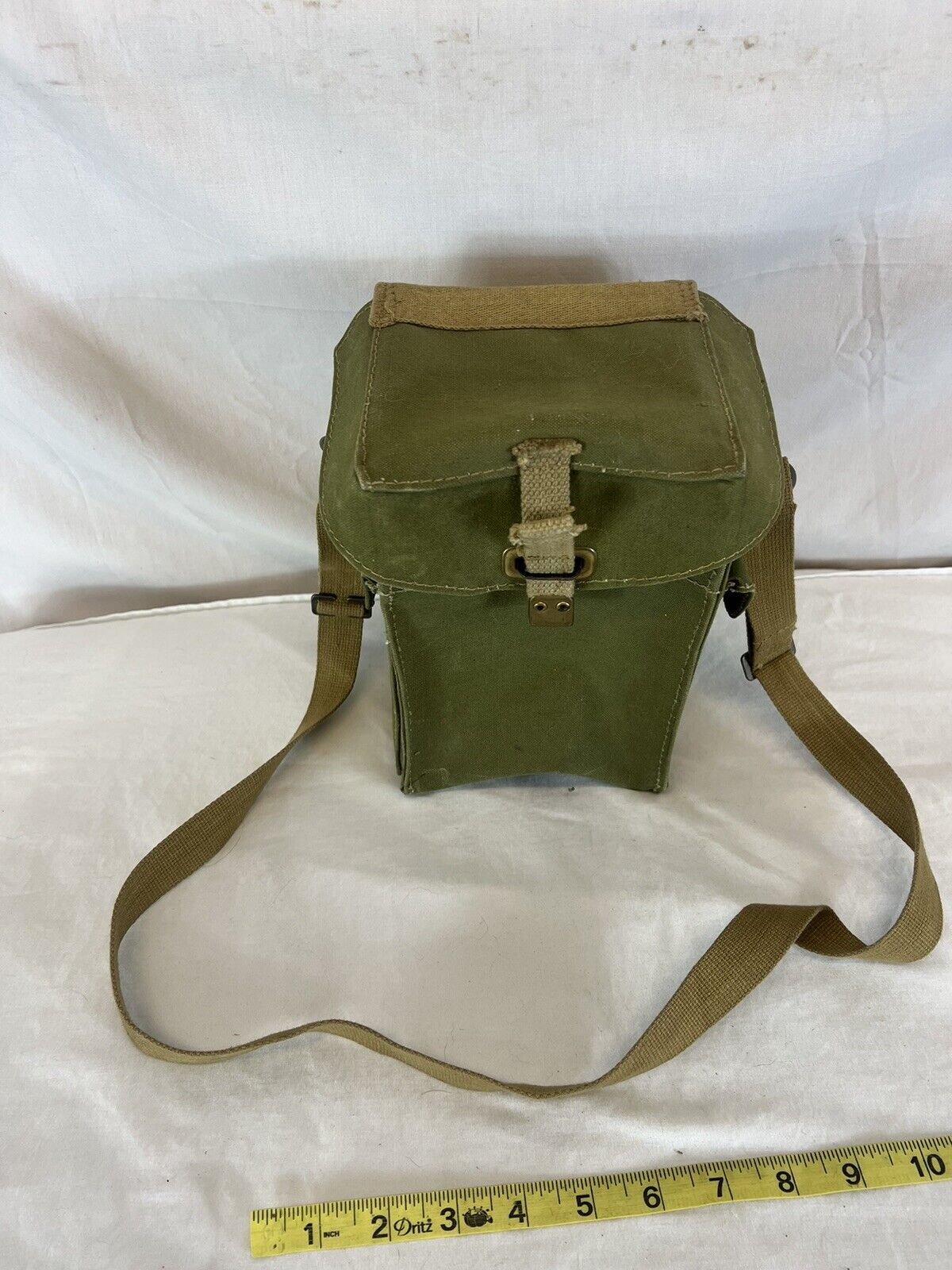 WW2 British Gas Mask Bag “Indiana Jones” Style Pouch 1944 Dated W/ Strap