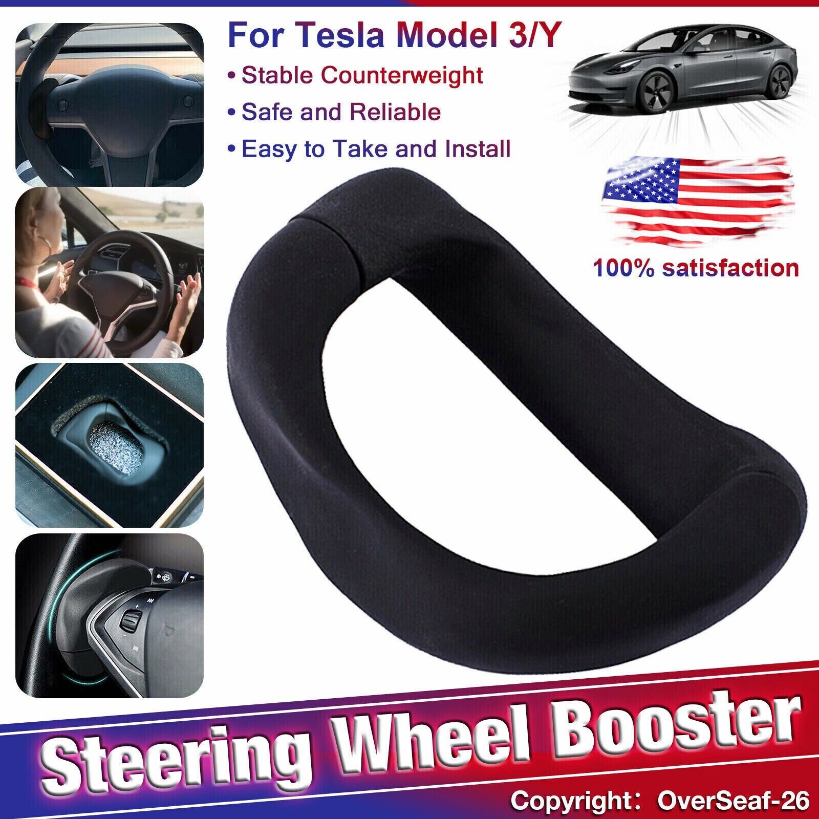 Steering Wheel Booster Weight Autopilot Counterweight Ring for Tesla Model 3/Y