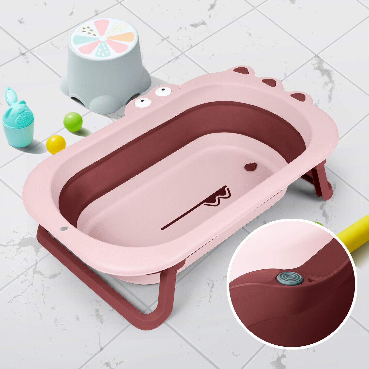 Folding Baby Bath-Baby Foldable Bath Tub Portable Bathtub Washbasins for Toddler