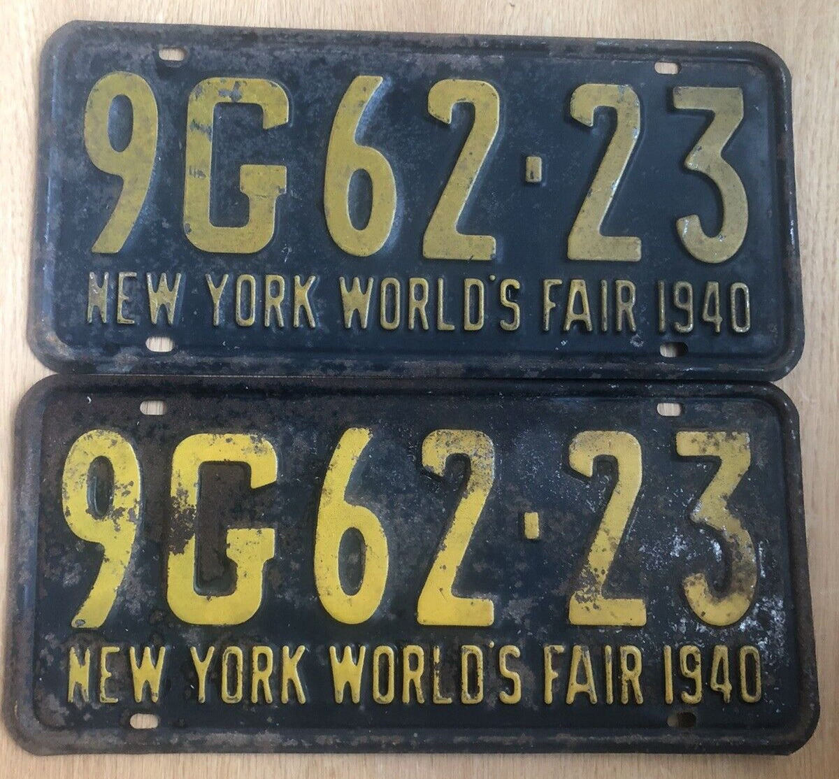 New York Worlds Fair 1940 License Plate PAIR
