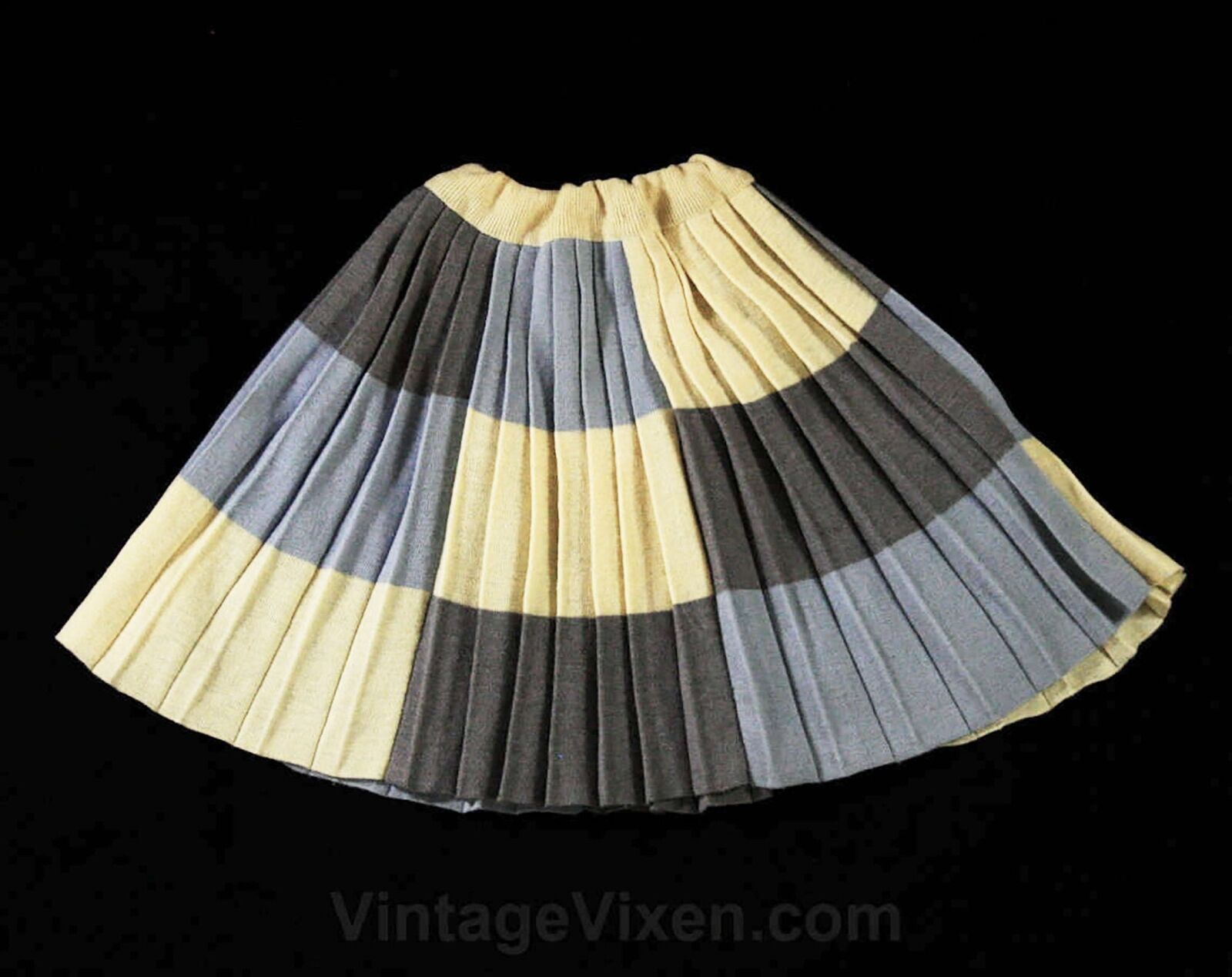 1960s Child's Wool Skirt - School Girl's Pleated Full Skirt - Size 10 Blue Gray