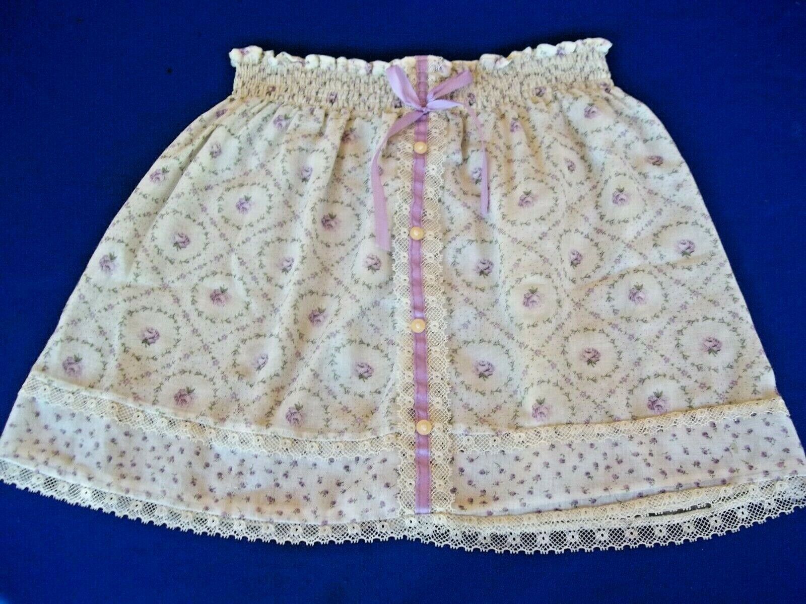 Vtg 70's  Girl Dress sz 6  Granny short Skirt Calico Purple Roses Buds 24-25