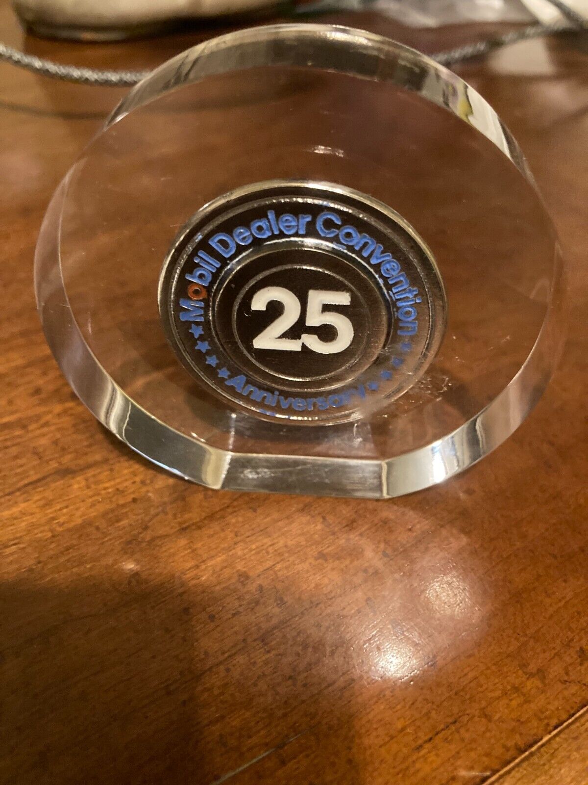 Mobil Oil Paperweight 25 Anniversary Dealer Convention