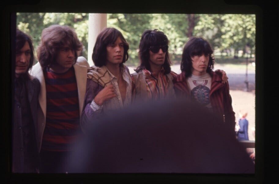 Rolling Stones Mick Jagger Keith Richards 1970's Band Pose Original Transparency