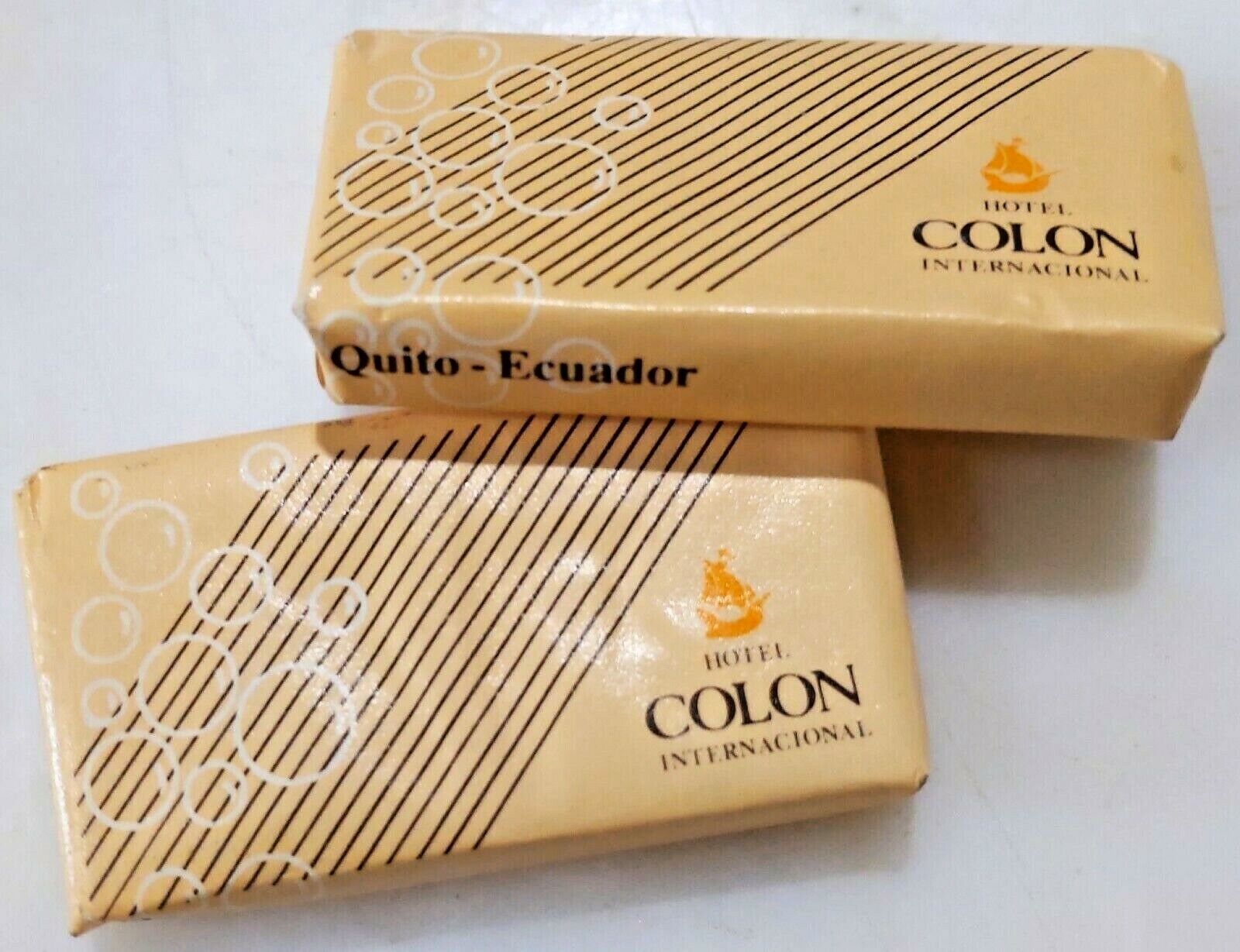 Vintage Pair, Complimentary Travel-sized Soap from Hotel Colon in Quito, Ecuador