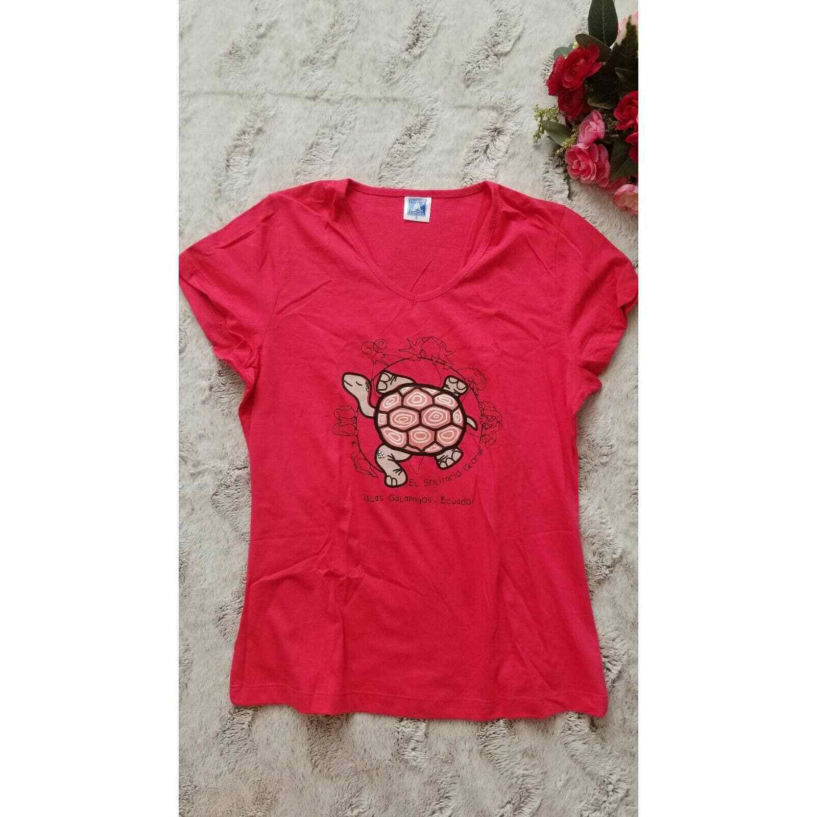 Galapagos Islands Ecuador Tortoise Graphic Tshirt Pink Size S Islas Galapagos