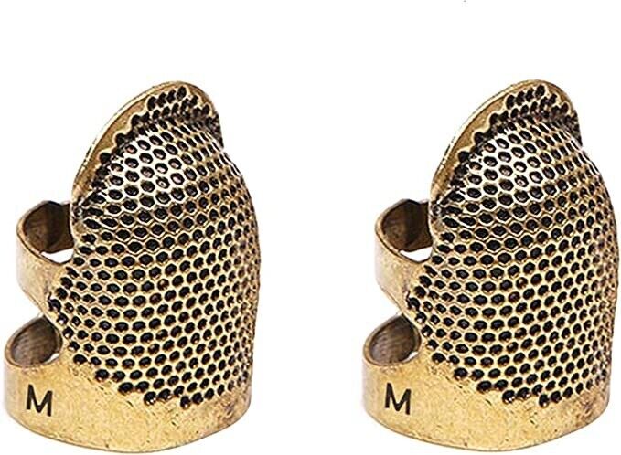 2 Pack Sewing Thimble Finger Protector, Metal Copper Adjustable Finger Shield