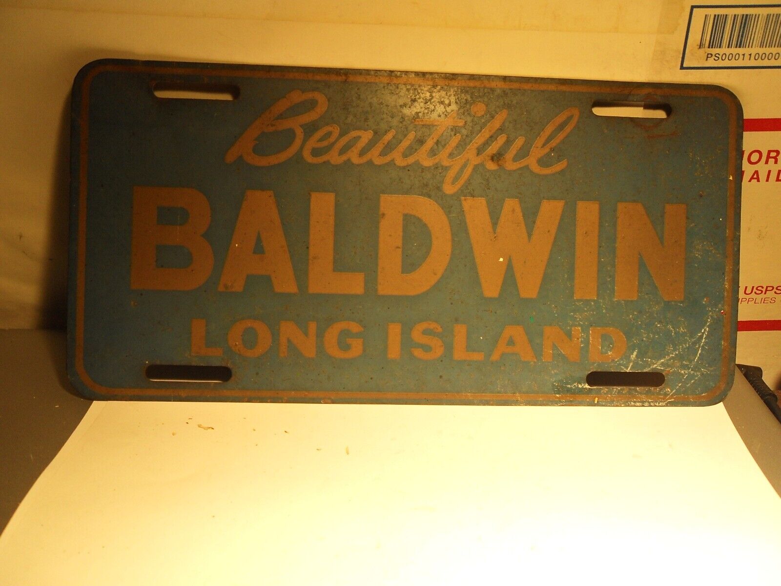 RARE VINTAGE BEAUTIFUL BALDWIN LONG ISLAND NEW YORK STEEL PLATE