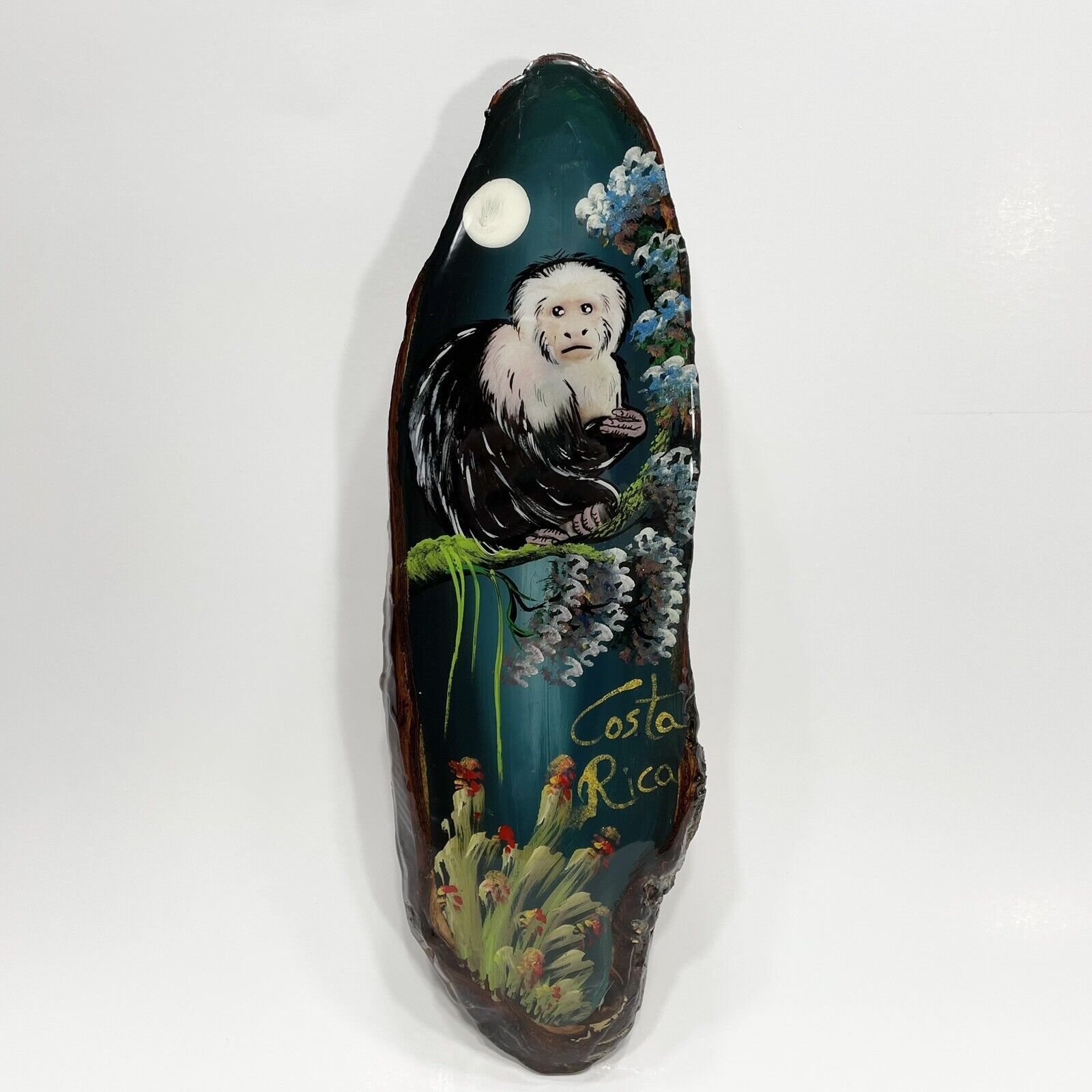 hand painted costa rica art on wood capuchin monkey