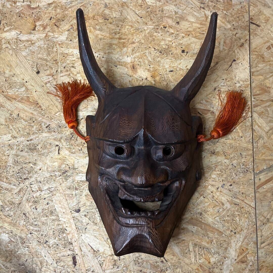 Vintage Japanese Wooden Hannya mask 35cm Japan antique wood demon