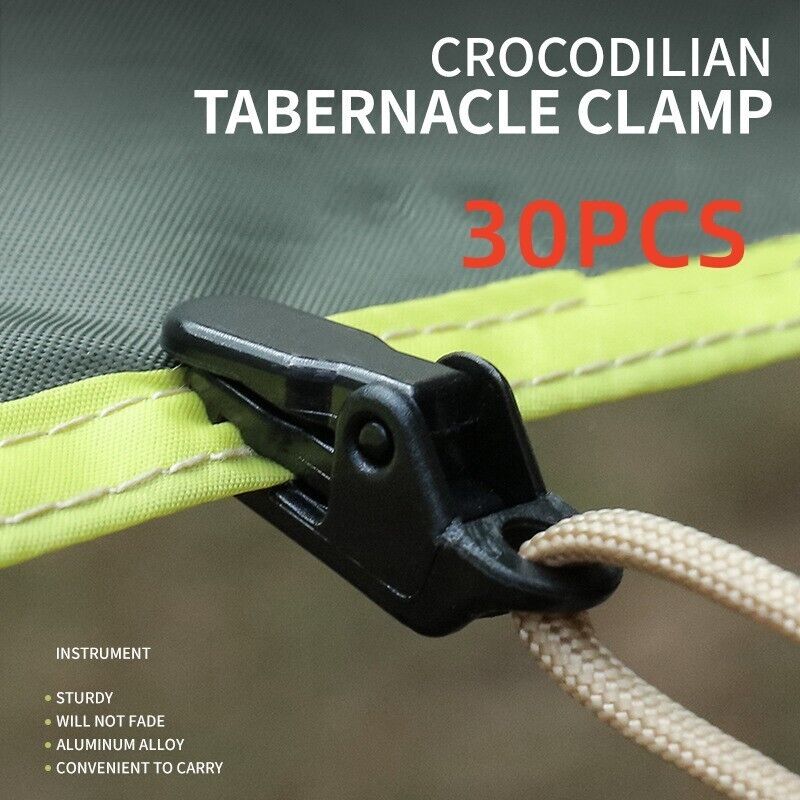 30Pcs Reusable Tent Tarp Tarpaulin Clip Heavy Duty Clamp Buckle Camping Tool Set