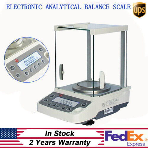 0.0001g 0.1mg Analytical Balance Lab Digital Precision Scale 110V W/AC Adapter