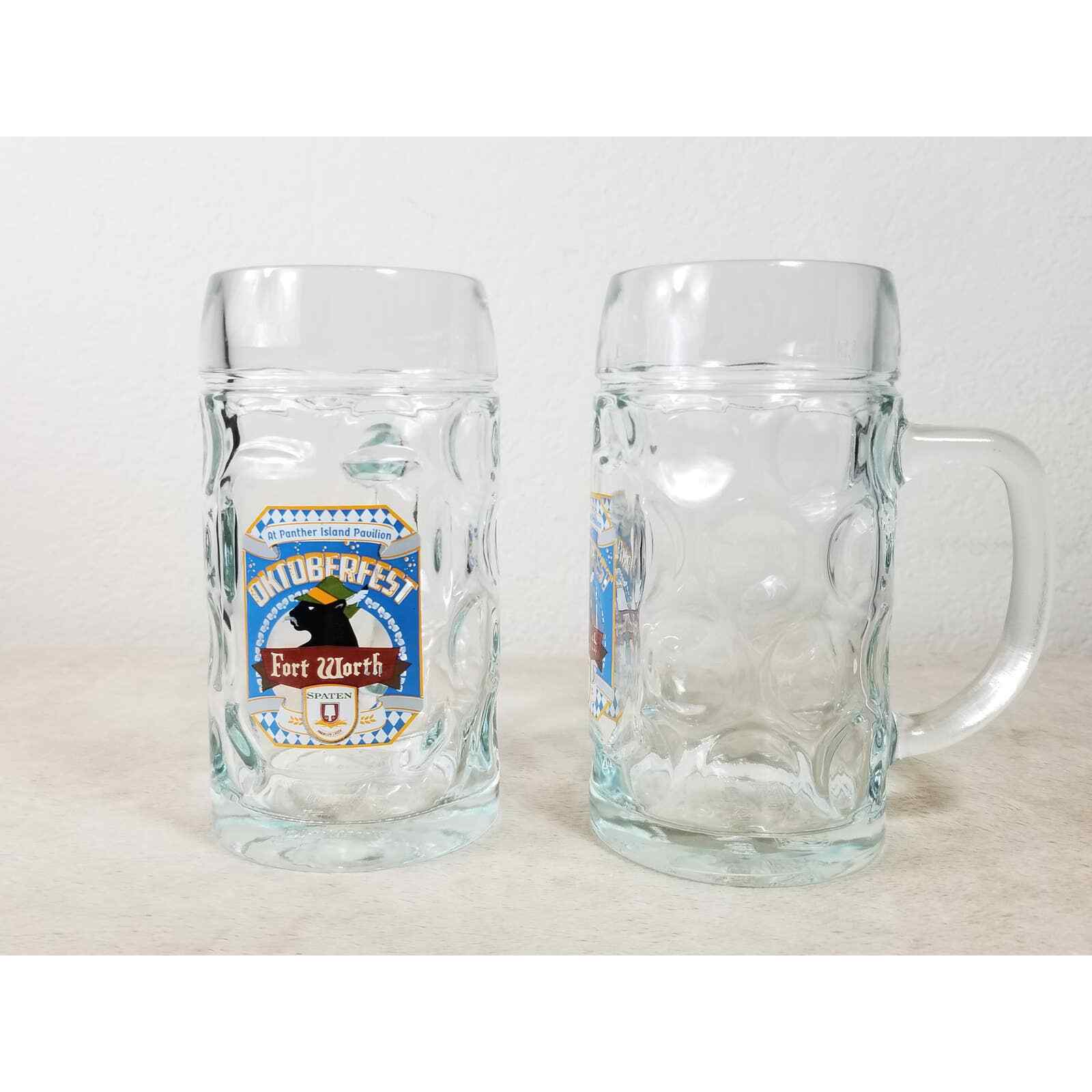 Oktoberfest Beer Dimpled Glass Mug Fort Worth Spaten Premium Larger 20 oz 0.5L