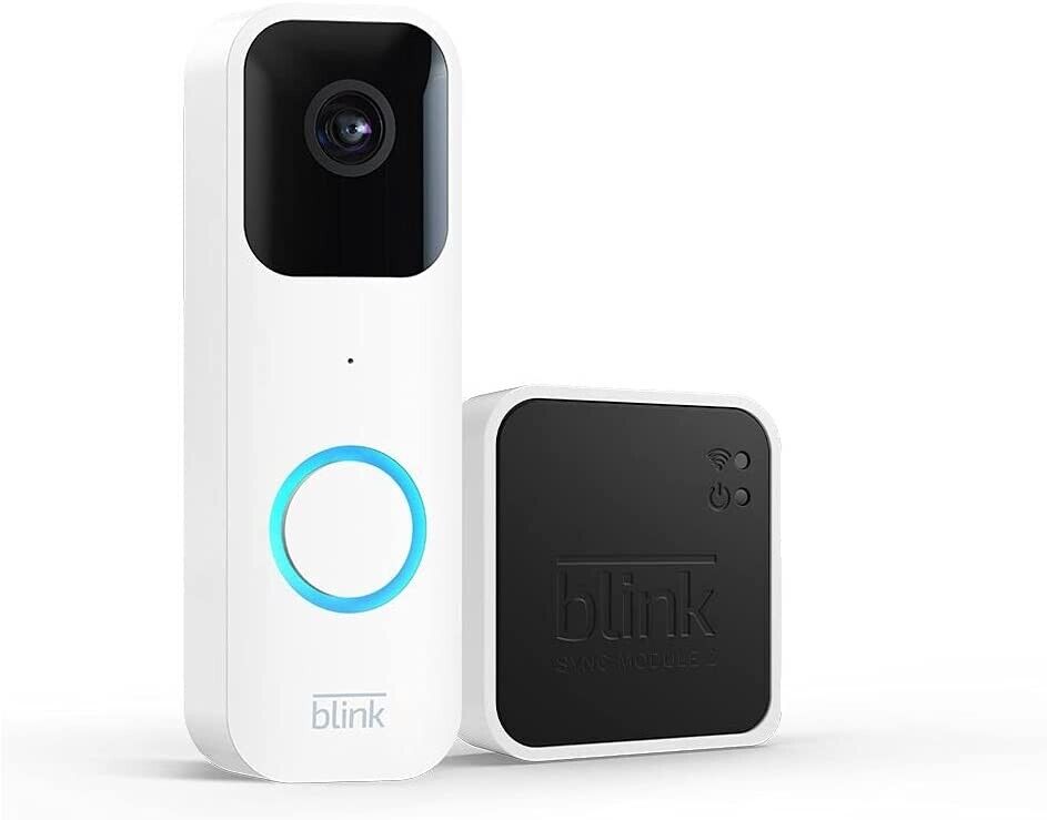 NEW! * Blink Video Doorbell + Sync Module 2| Wired or Wire-free (White)