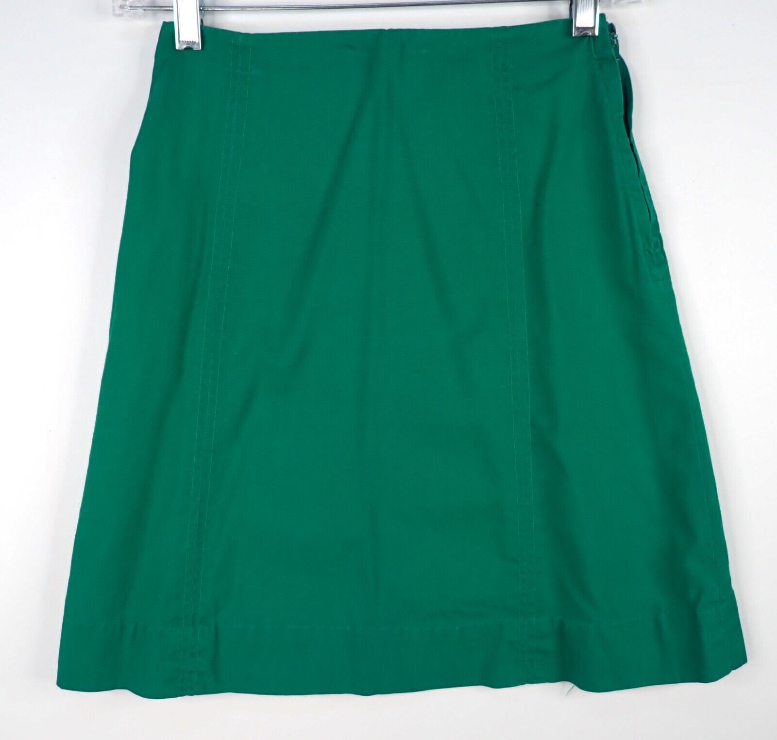 Vintage 70s Kelly Green Cotton Mini Skirt GIRLS M 6/8 23