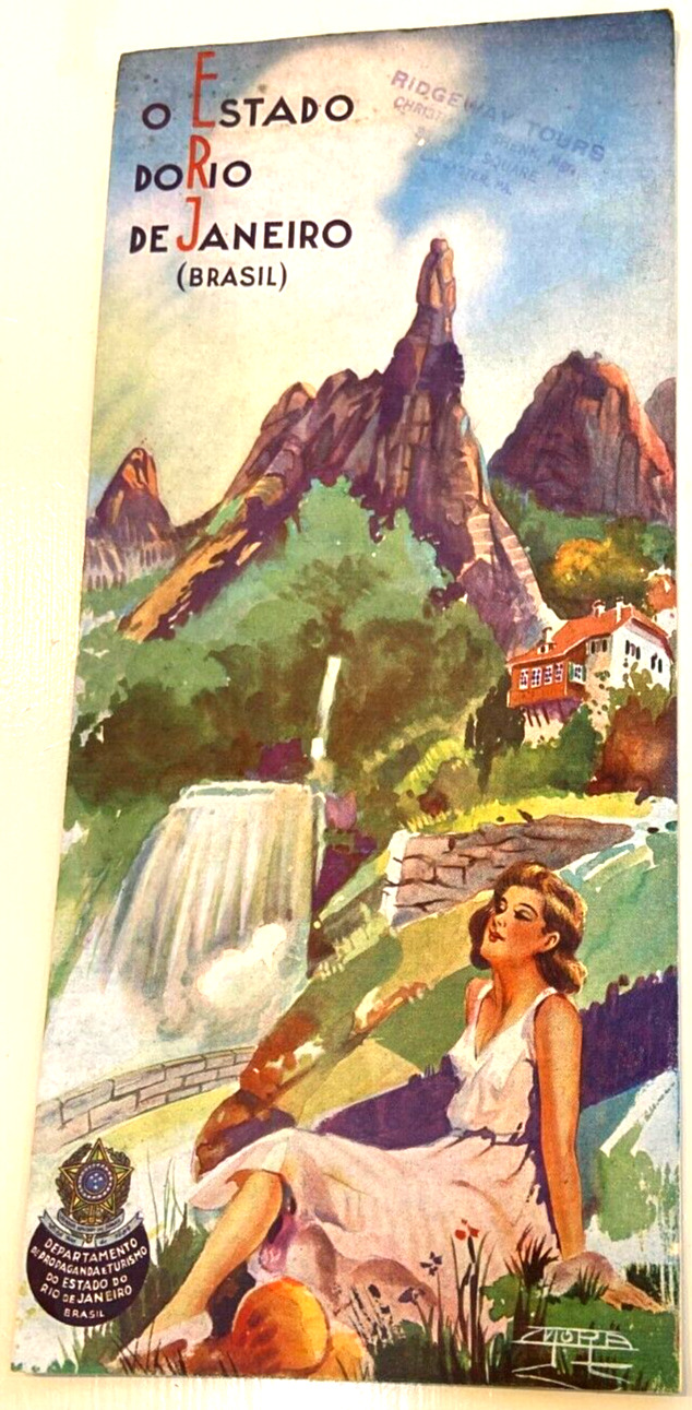 VINTAGE 1930s RIO DE JANEIRO BRAZIL BROCHURE SOUTH AMERICA GREAT  COVER ART map