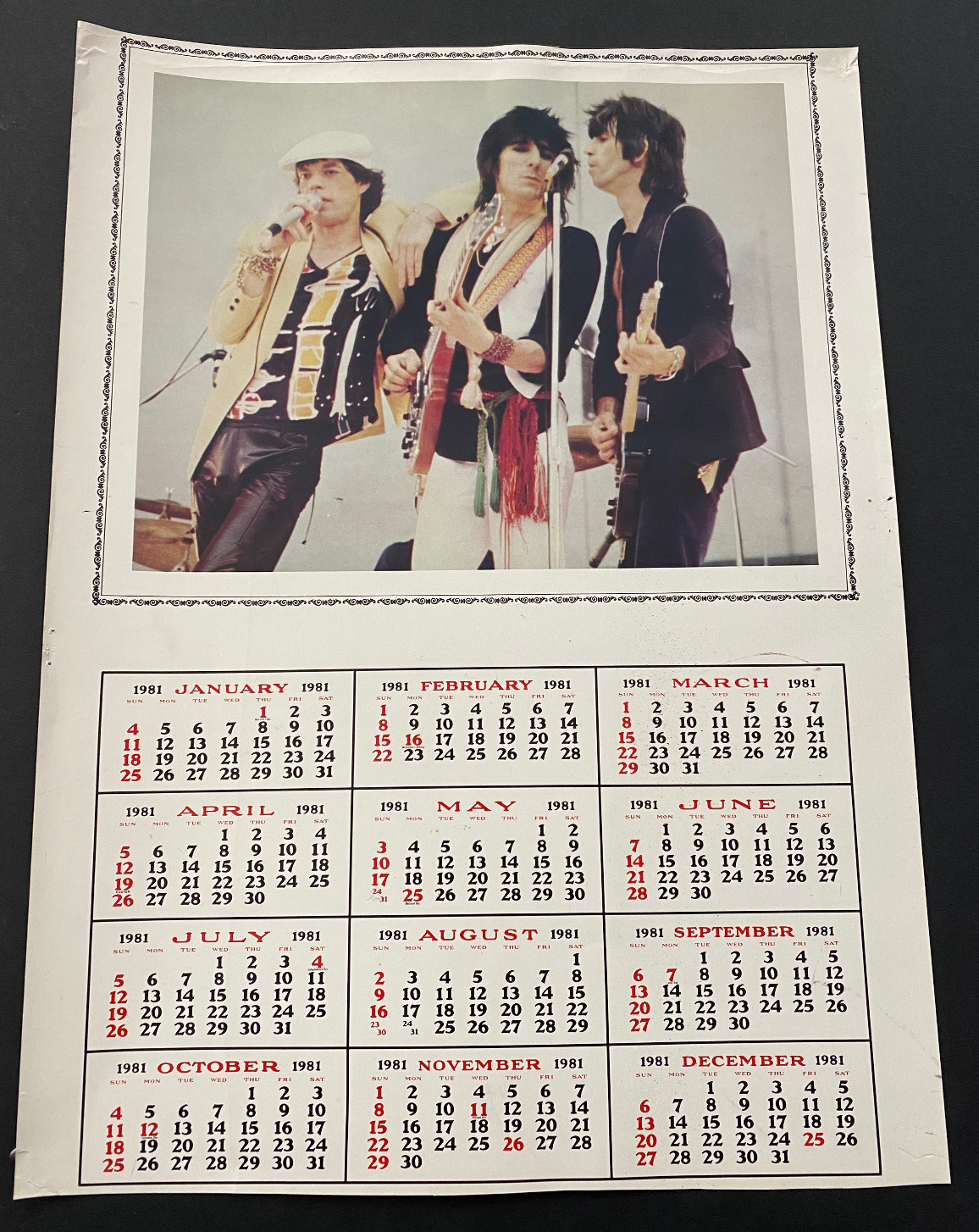 Rolling Stones 1981 Calendar RARE