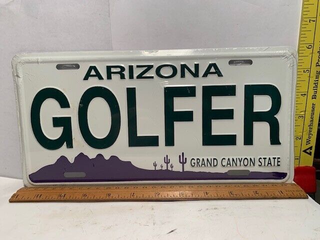 NOS ARIZONA GOLFER GRAND CANYON STATE ALUMINUM VANITY SOUVENIR  LICENSE PLATE