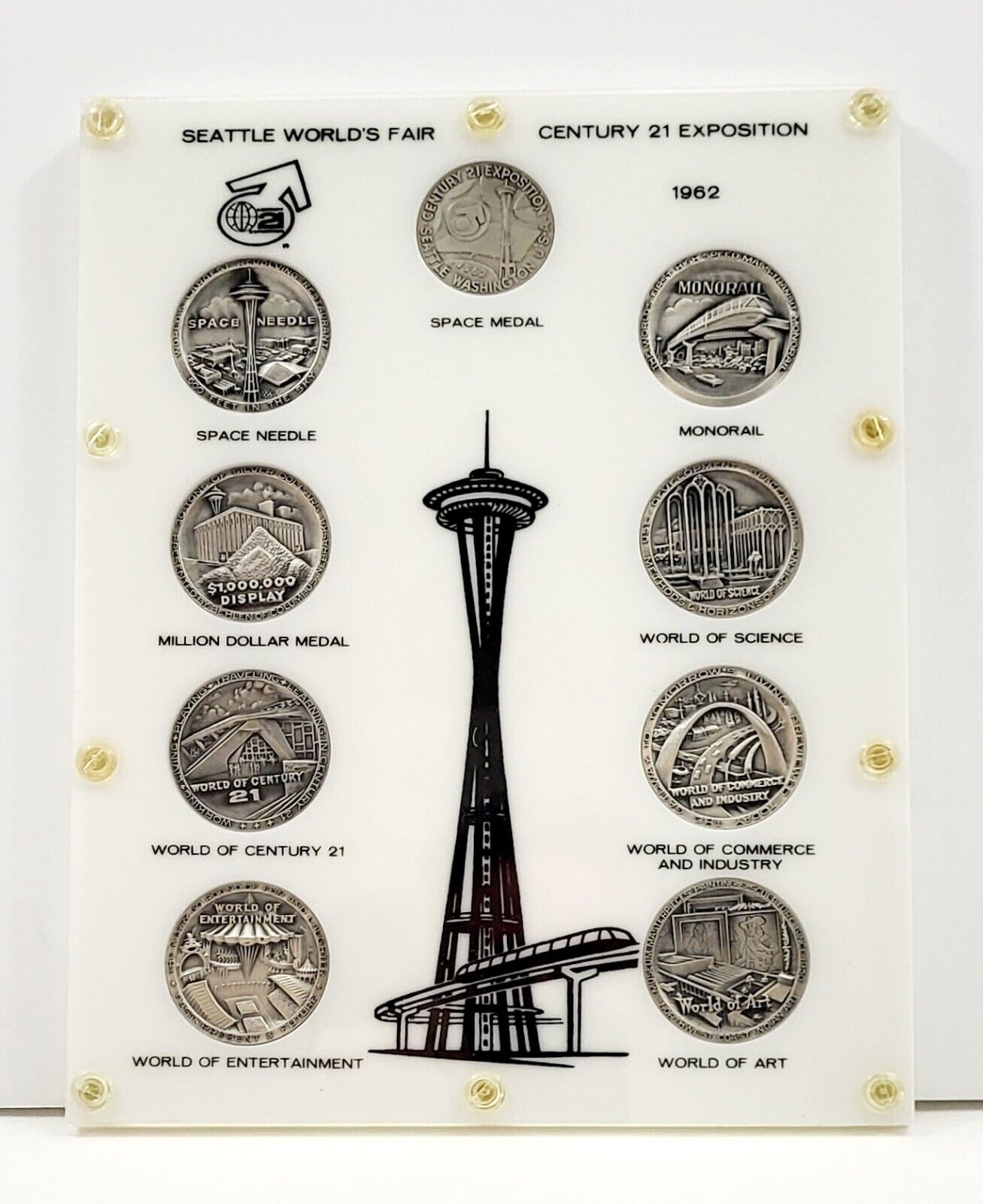 Seattle 1962 World's Fair Century 21 Expo Official Silver Medals Set of 9