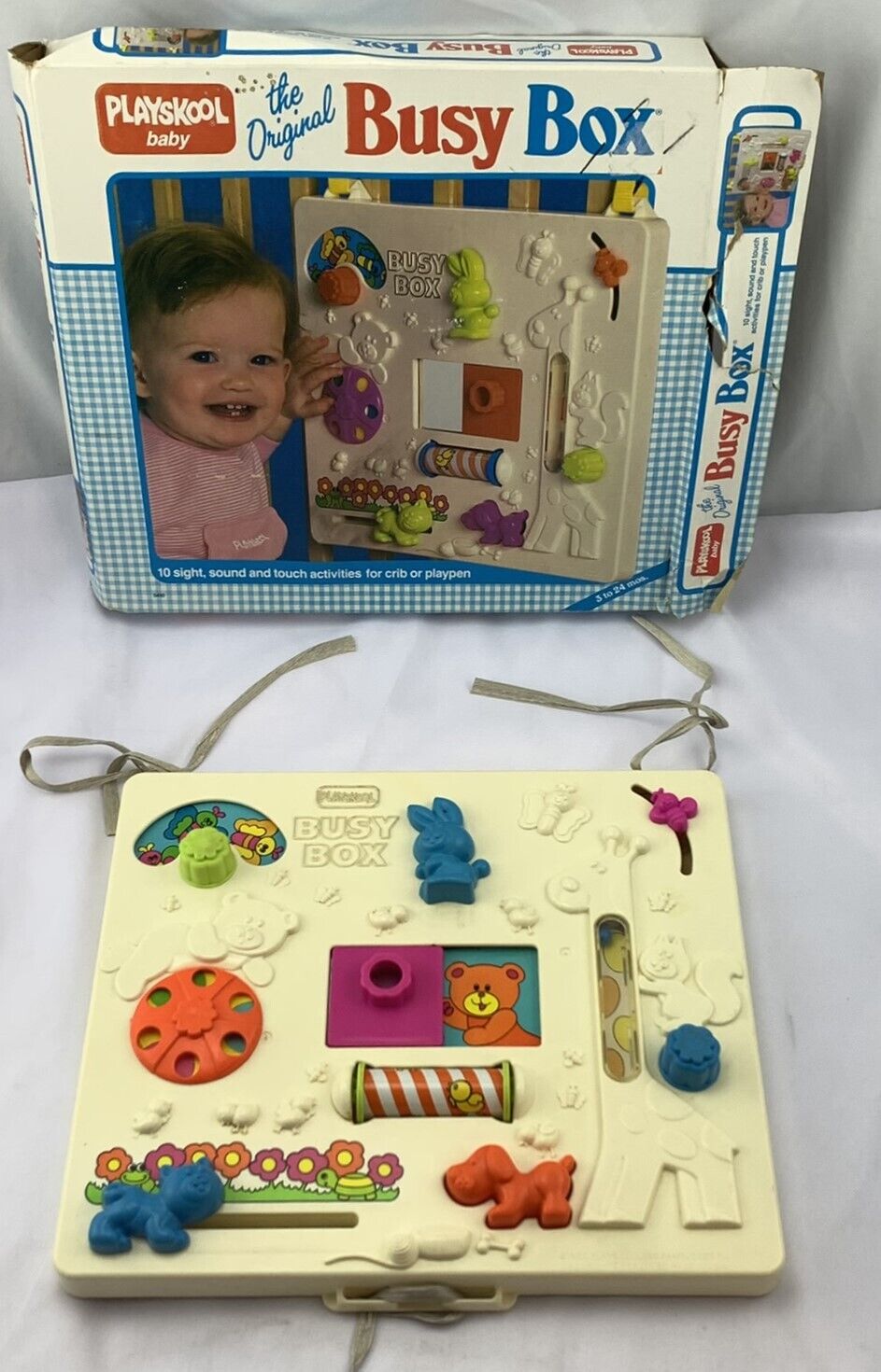 1980 Playskool Crib Busy Box Activity Center in Box Clean, Good Cond FREE SHIP