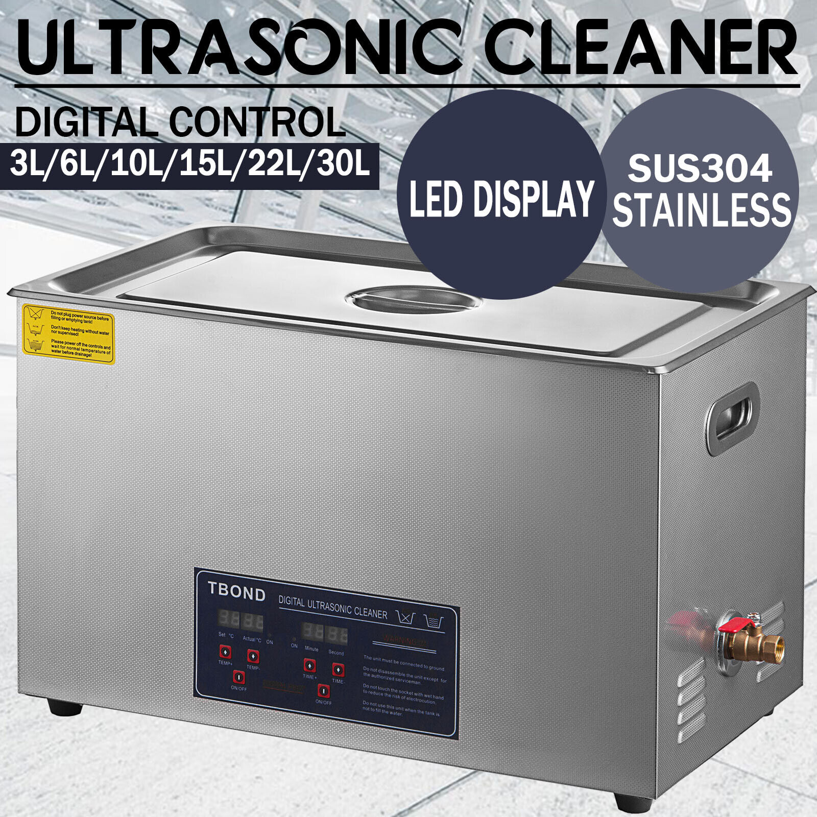 New 30L Ultrasonic Cleaner Stainless Steel Industry Heated Heater w/Timer