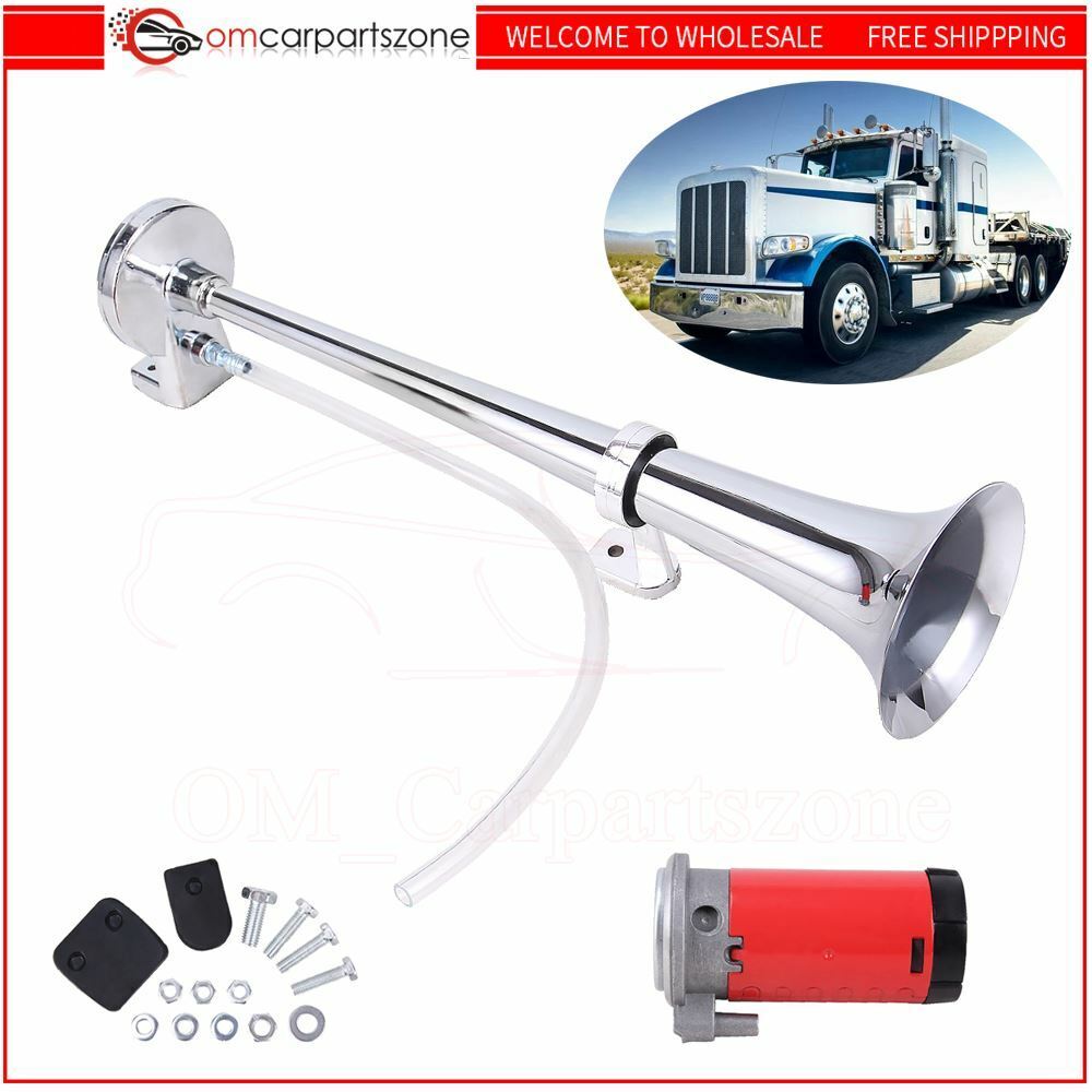 Super Loud Air Horn Compressor Single Trumpet Train Car Truck Boat Van Auto 12V