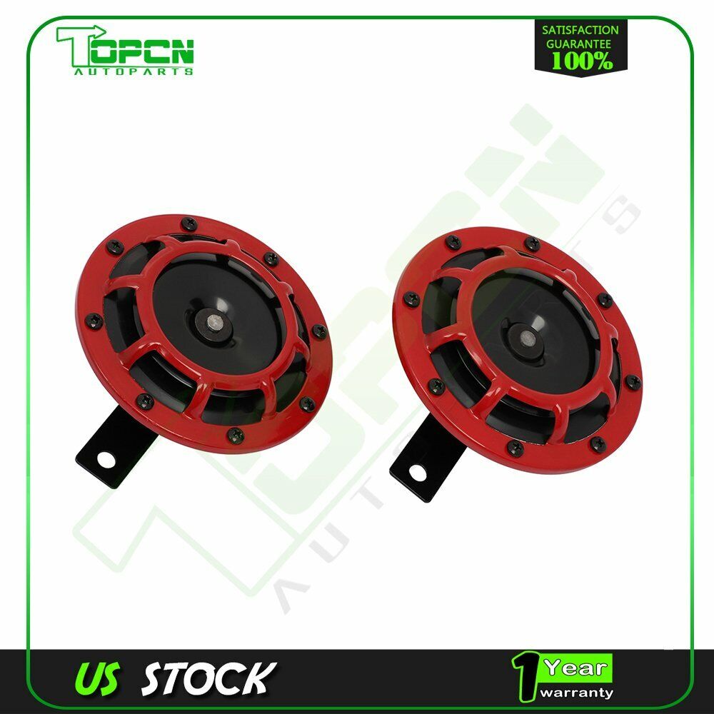 Red Electric Compact Car Horn Super Loud For Car SUV Truck 12V 115db 125 mm
