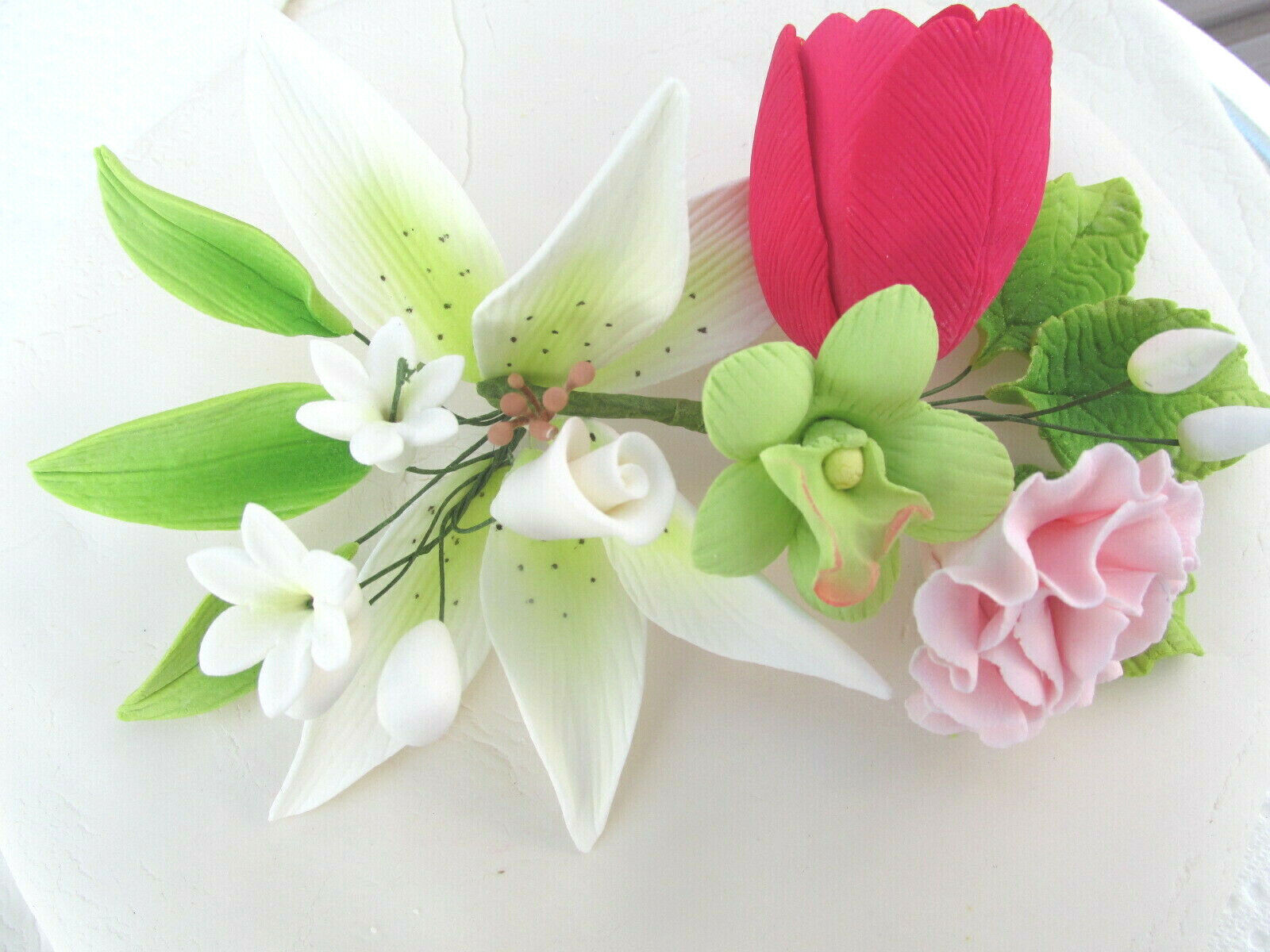 Gum Paste Sugar Lily Carnation Tulip Orchid Cake Decorating Flowers 3