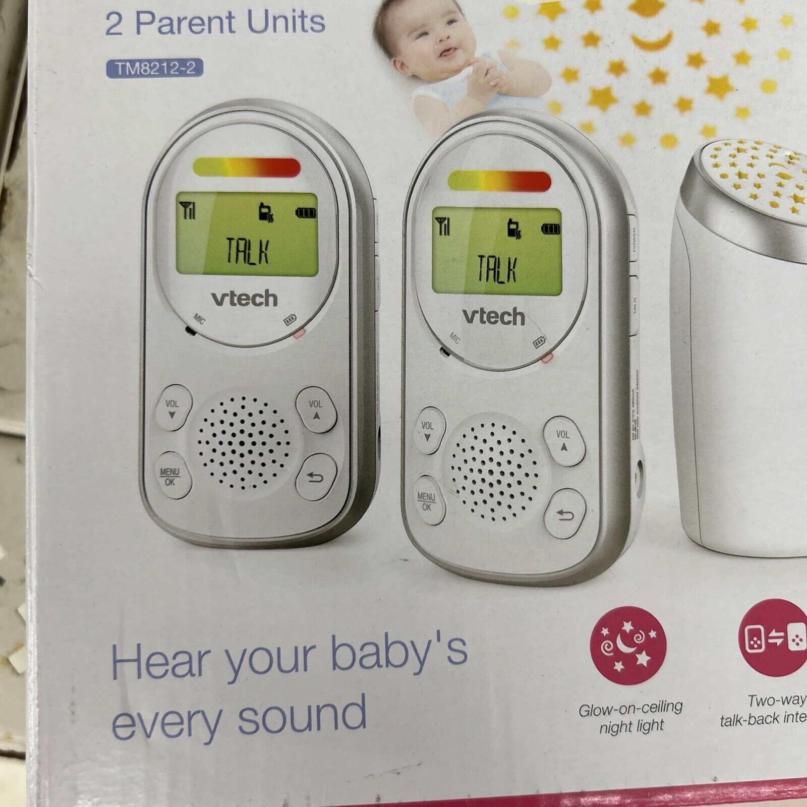 VTech 2 Parent Digital Audio Monitor with Ceiling Night Light - TM8212-2