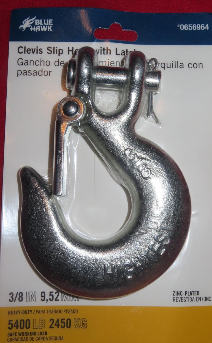 BLUE HAWK CLEVIS HOOK WITH LATCH 3/8 INCH 5400LB NIP 656964