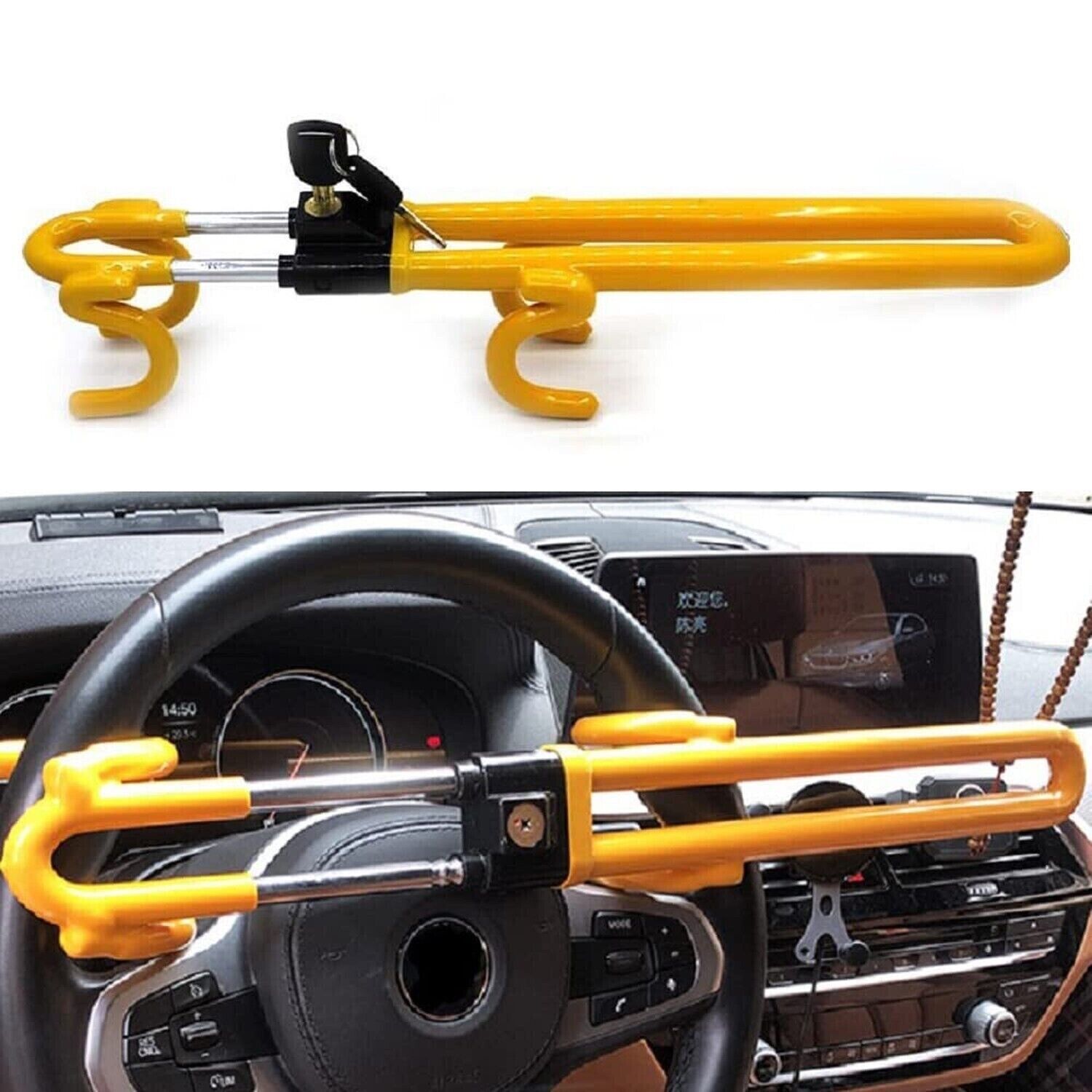 ⭐️⭐️⭐️⭐️⭐️ DOUBLE BAR CLUB Steering Wheel Lock AUTO Anti-Theft Device UNIVERSAL