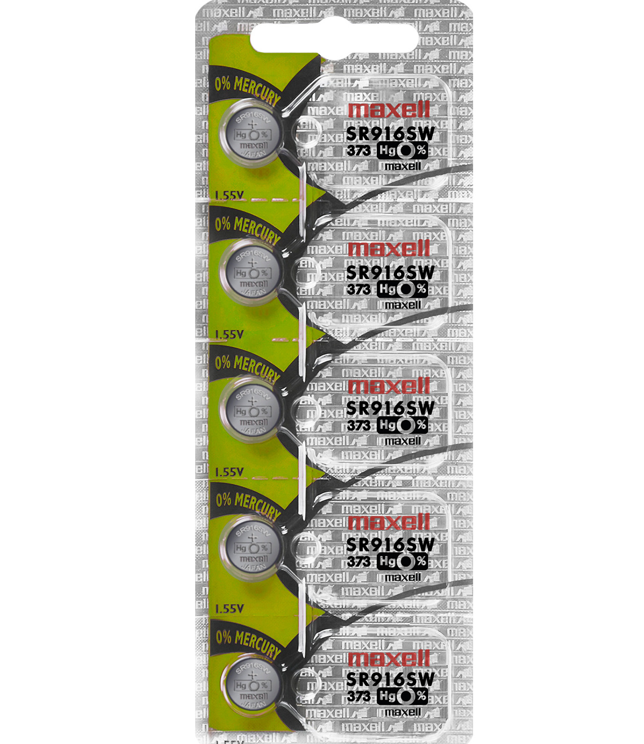 Maxell 373 SR916SW Silver Oxide Watch Batteries (5 Batteries)